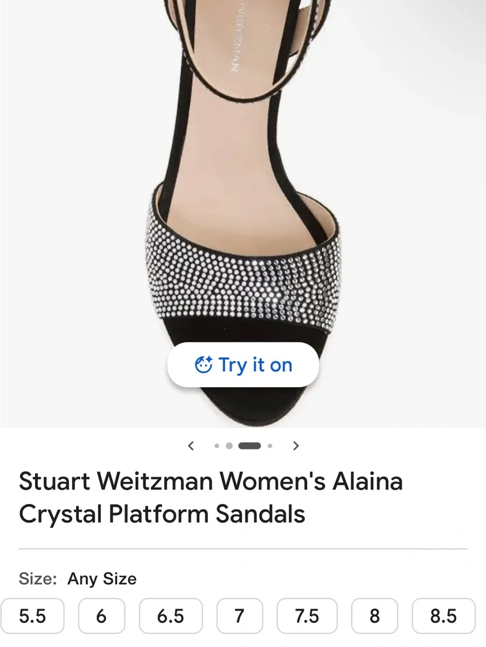 Stuart Weitzman Black Crystal Embellished Platform Sandals